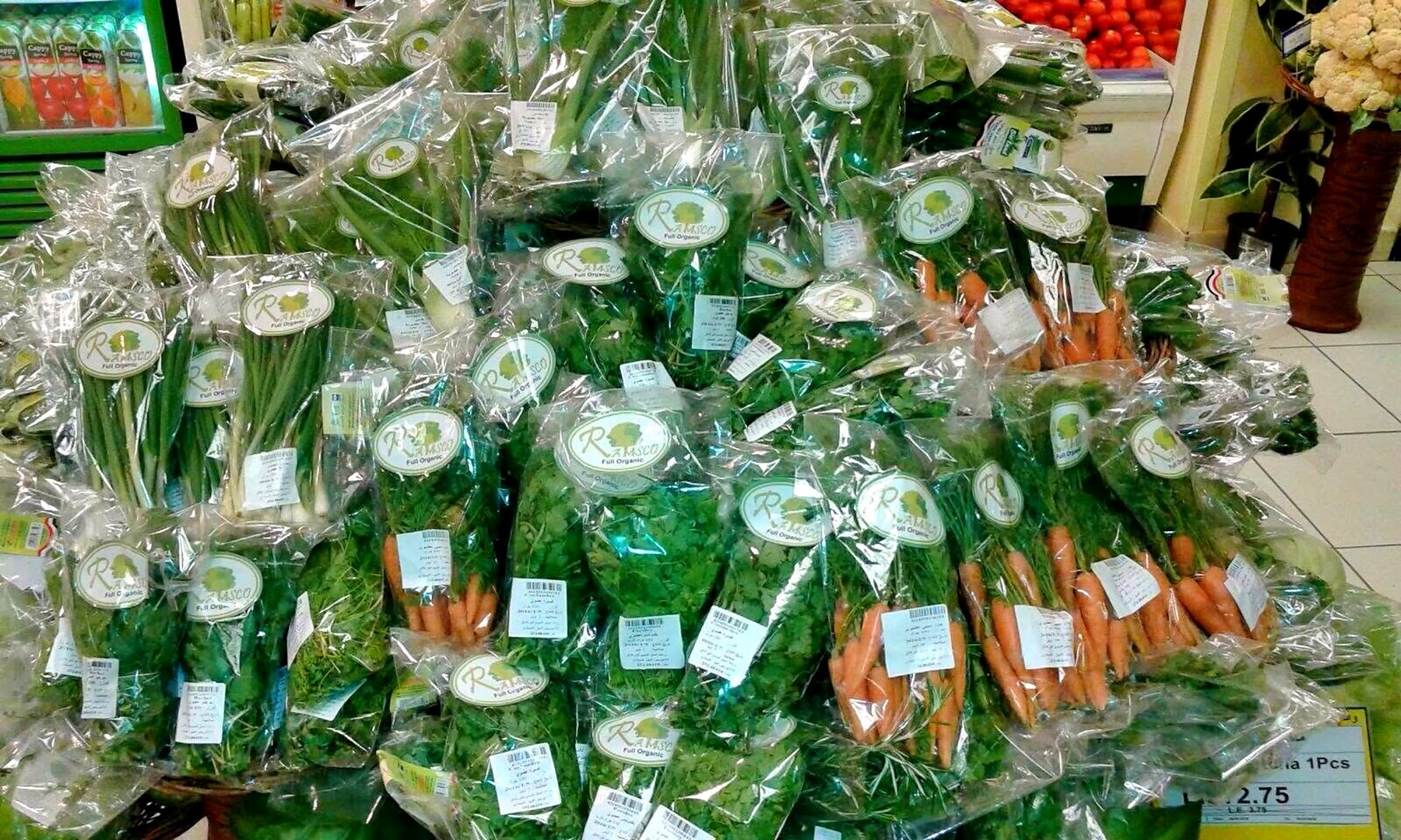 RAMSCO Full Organic produce stocked on supermarket shelves in Egypt